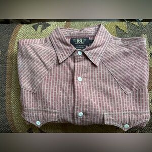 Ralph Lauren Double RL Red Striped Casual Button Down Shirt